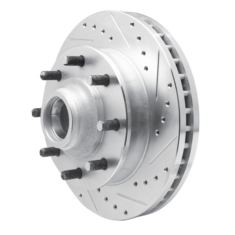 Chevrolet Express 3500 Brake Rotor (1) - Front Right - R1 Concepts - Drilled & Slotted - Silver - `01-`02